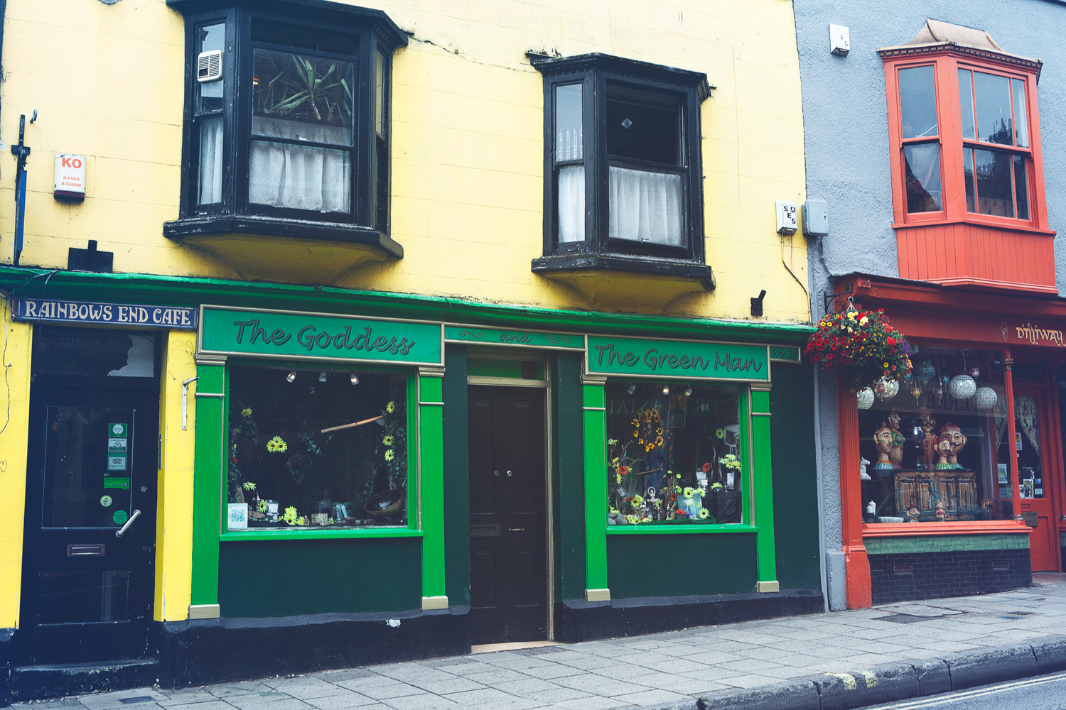 Highstreet, Glastonbury, UK, Goddess and the Green Man